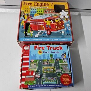 JG Kids Fire Engine Puzzle Super Color & 3D Floor Puzzle 30 &‎ 36 Pieces